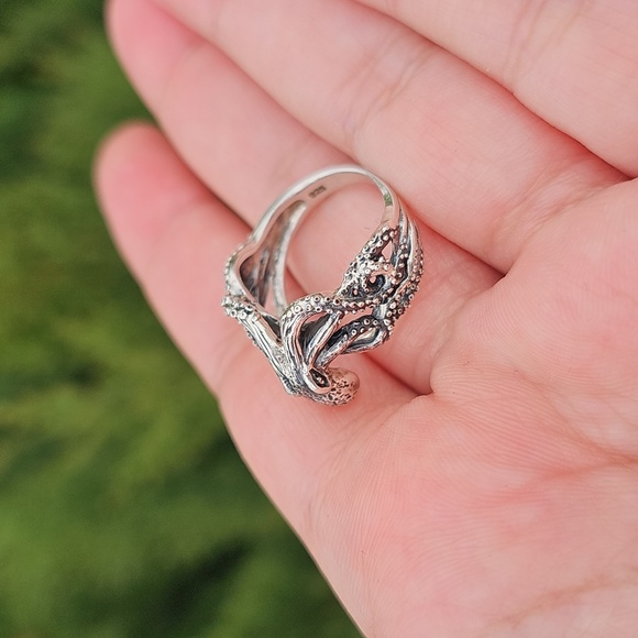 Sterling Silver 925 Octopus Sea Creature Ring - Size 7 - Picture 4 of 10
